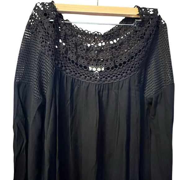 NWT Umgee Black Crocheted Top Boho Tunic Dress Size M - Picture 4 of 7